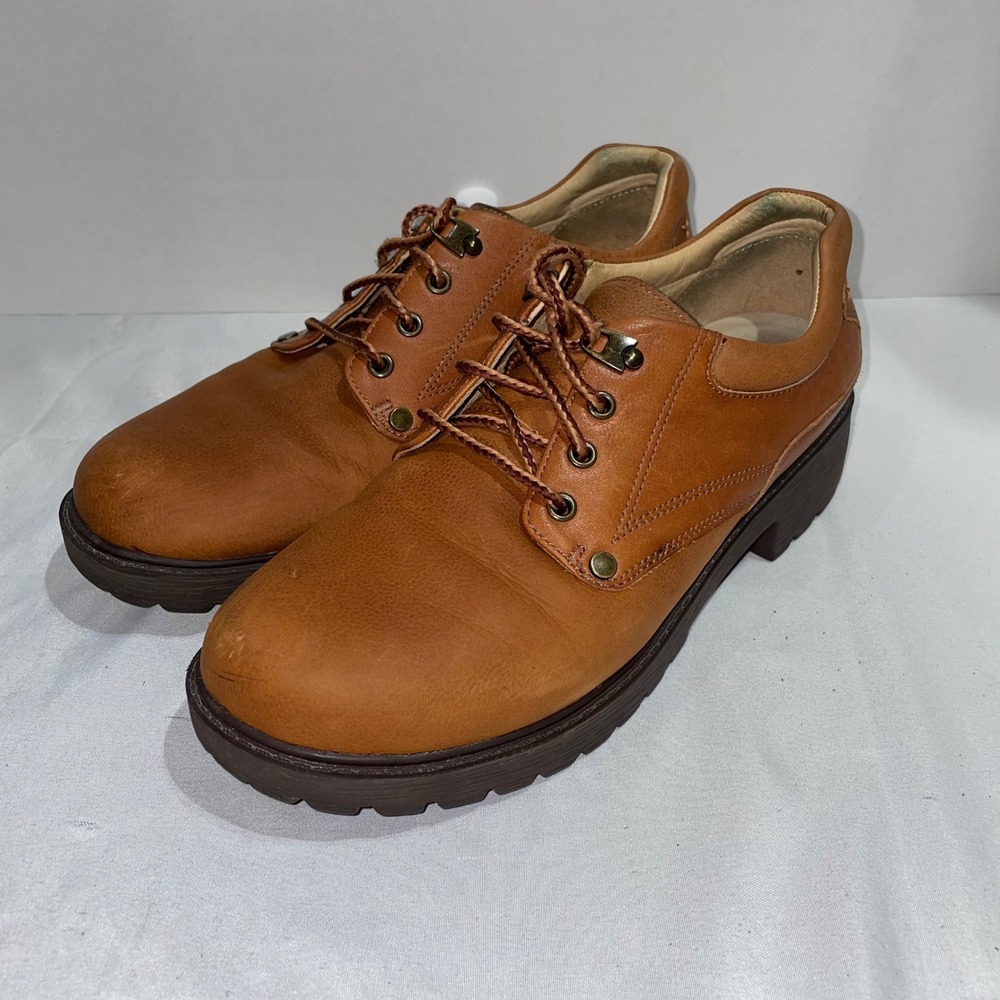 Alegria by PG Lite Brown Leather Lace Up Lug Sole Oxford Shoes CHE-647 Size 40